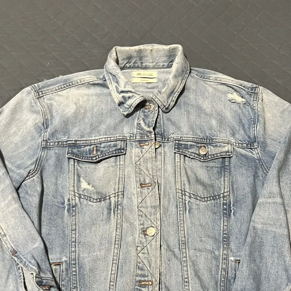 Madewell Oversized Denim Jean Jacket Medium Light Wash Minimalist Streetwear - Picture 4 of 13
